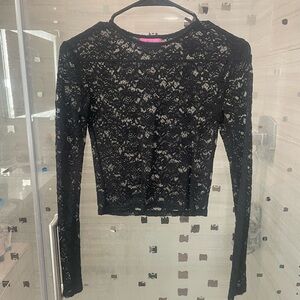 Elegant Black Lace Long Sleeve Top